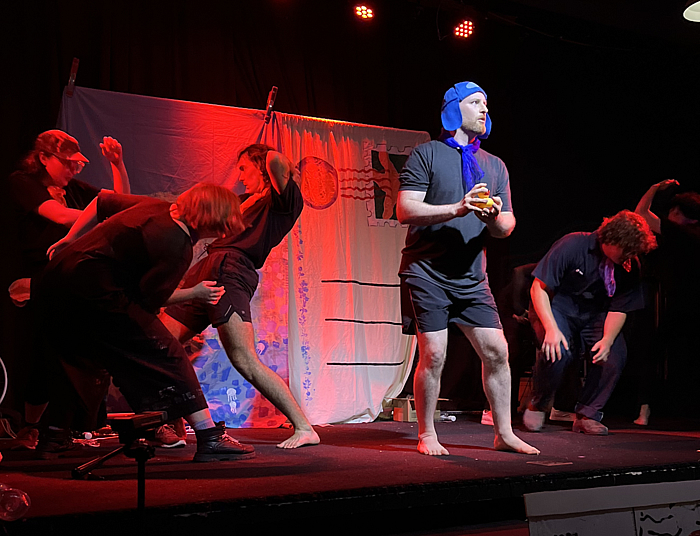 In center stage, an Amelia in a blue hat looks confused and holds a small rubber duck. On either side, clusters of 3 Amelias each strike strange poses.